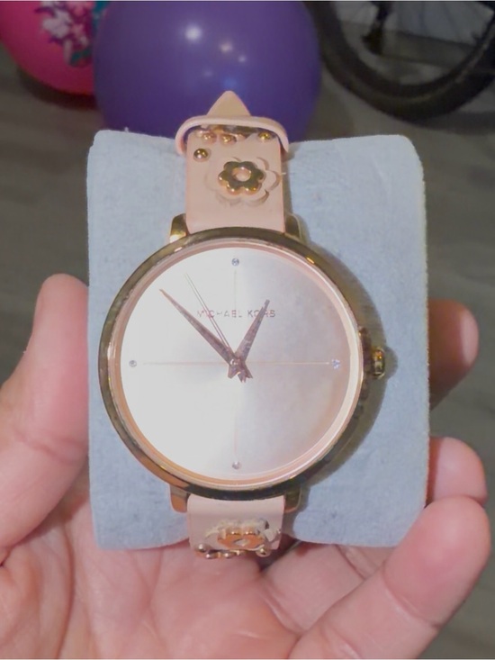Michael Kors Other - Michael Kors Rose Gold and Pink Floral Leather Strap Watch, will need batteries.